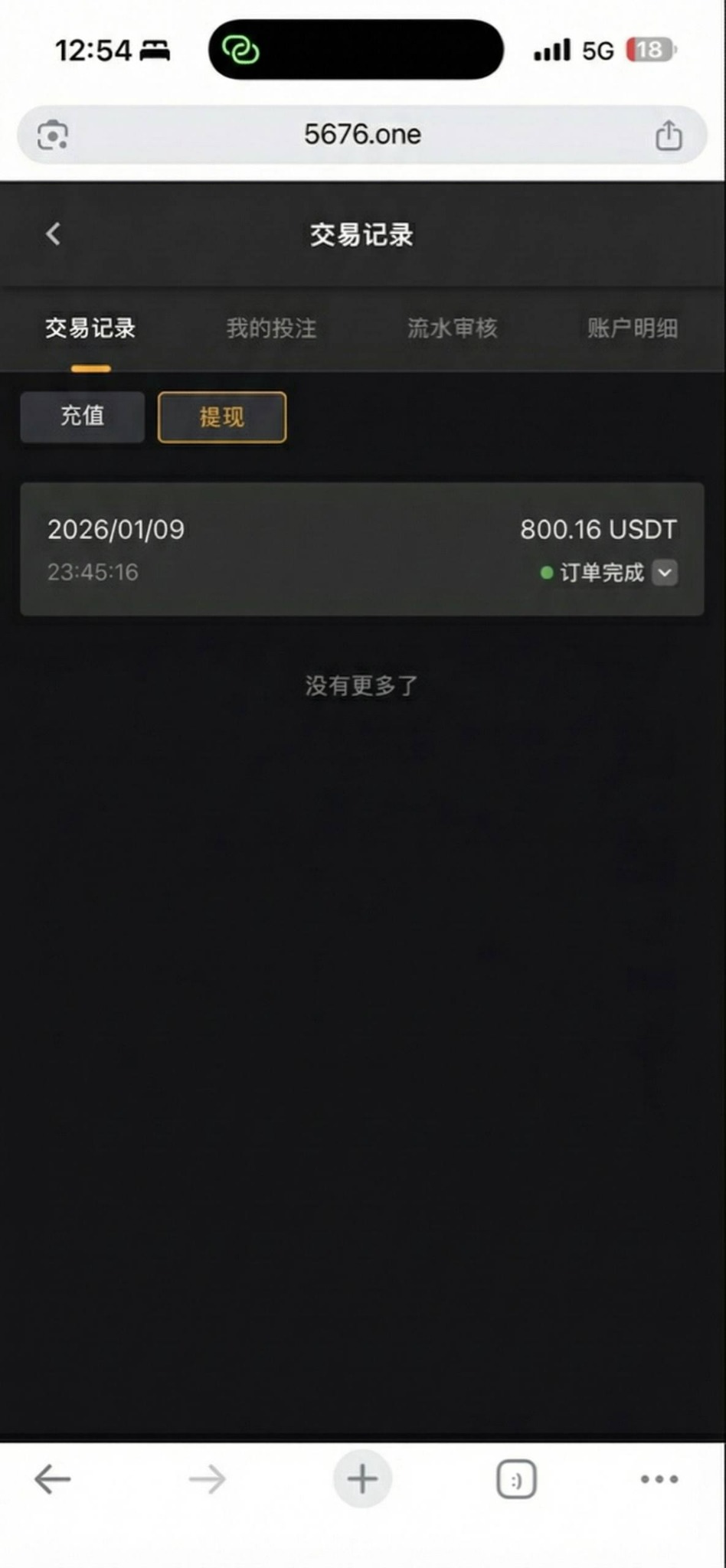 96平台 800.16 USDT 提现订单完成记录