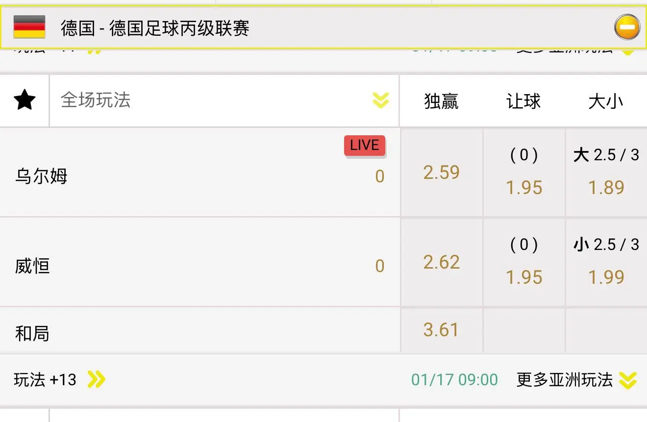 NewBBIN普通联赛初盘