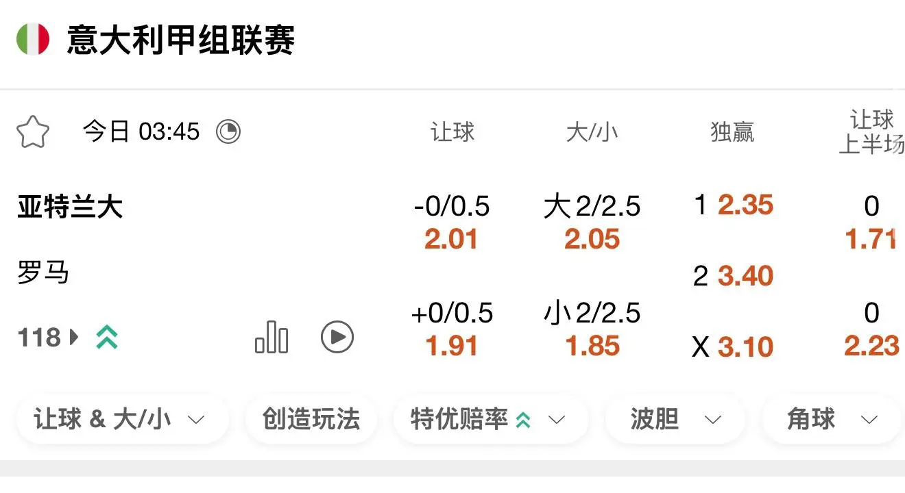 188BET五大联赛初盘