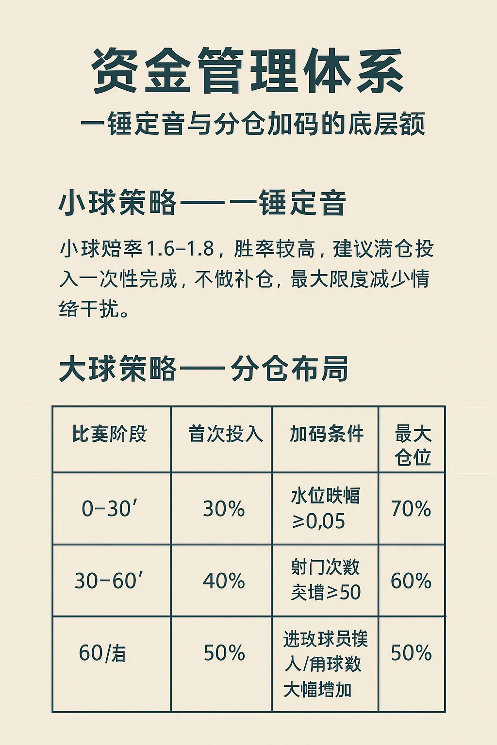 【2025最新】足球滚球大小球投注技巧与让球盘口实战攻略 2 资金管理体系