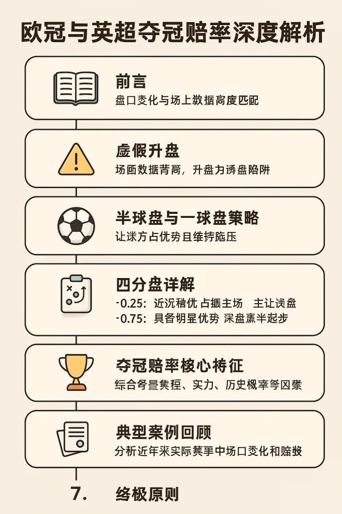 欧冠与英超夺冠赔率深度解析：从盘口升盘到实战策略