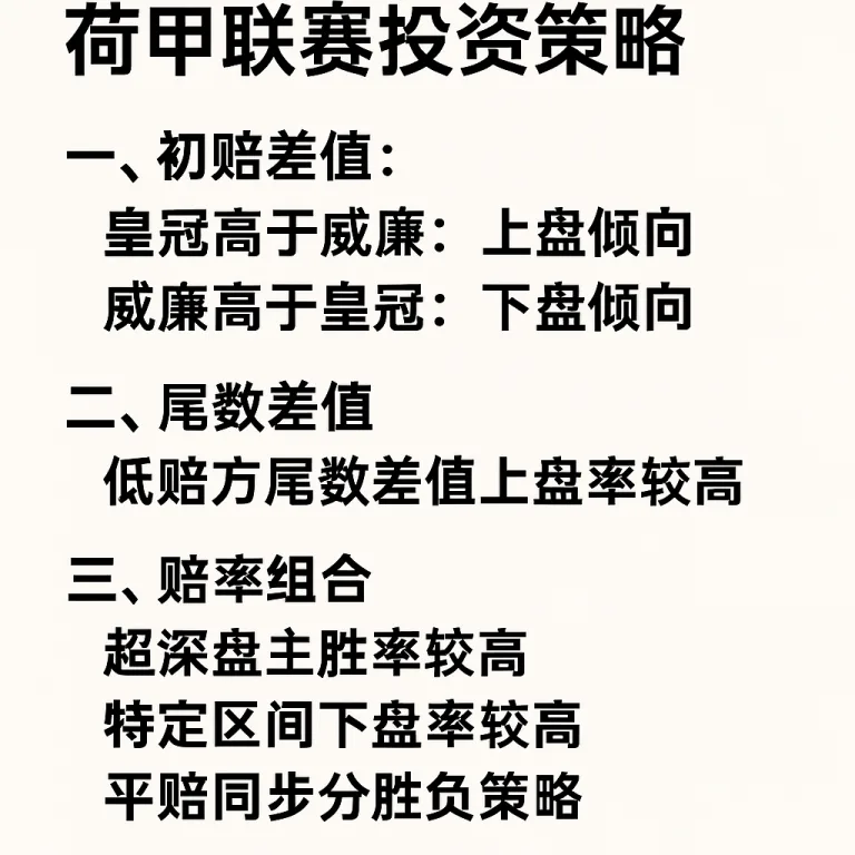 威廉与皇冠欧赔差异体系深度解析：荷甲联赛投注策略与爆冷规律
