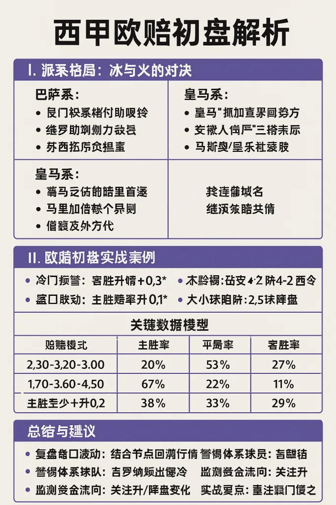 西甲欧赔初盘解析：派系格局与数据实战指南