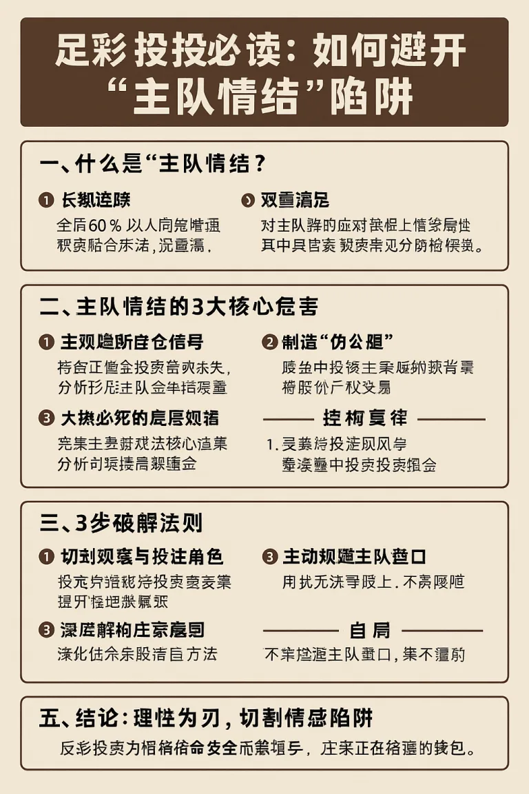足彩投注必读：如何避开“主队情结”陷阱