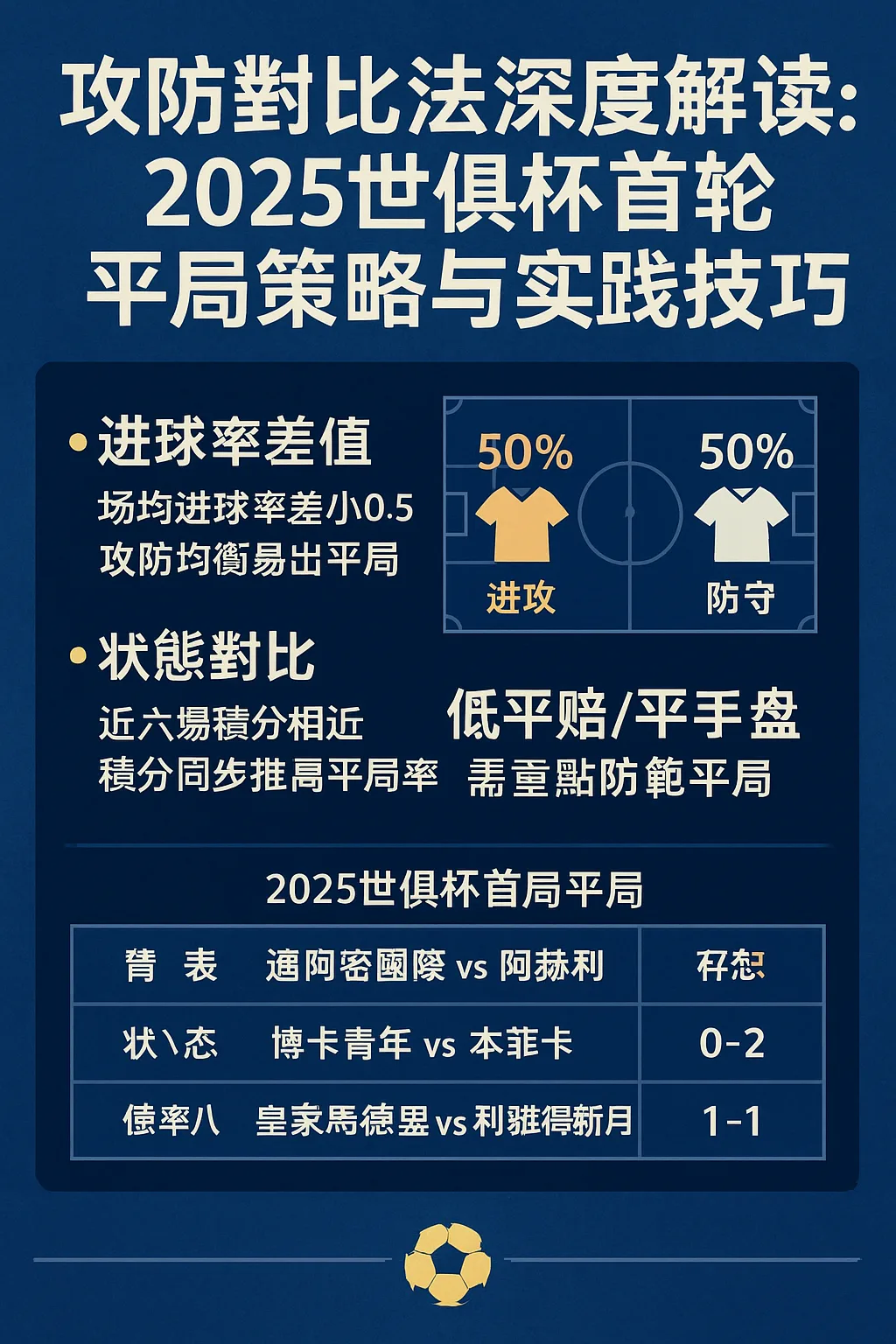 攻防对比法深度解读:2025世俱杯首轮平局策略与实战技巧 1 攻防对比法深度解读:2025世俱杯首轮平局策略与实战技巧