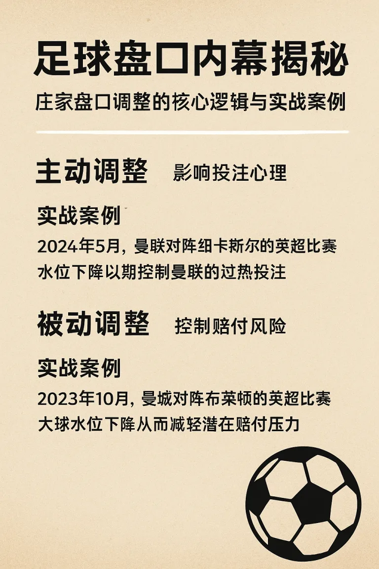 足球盘口内幕揭秘：庄家盘口调整的核心逻辑与实战案例