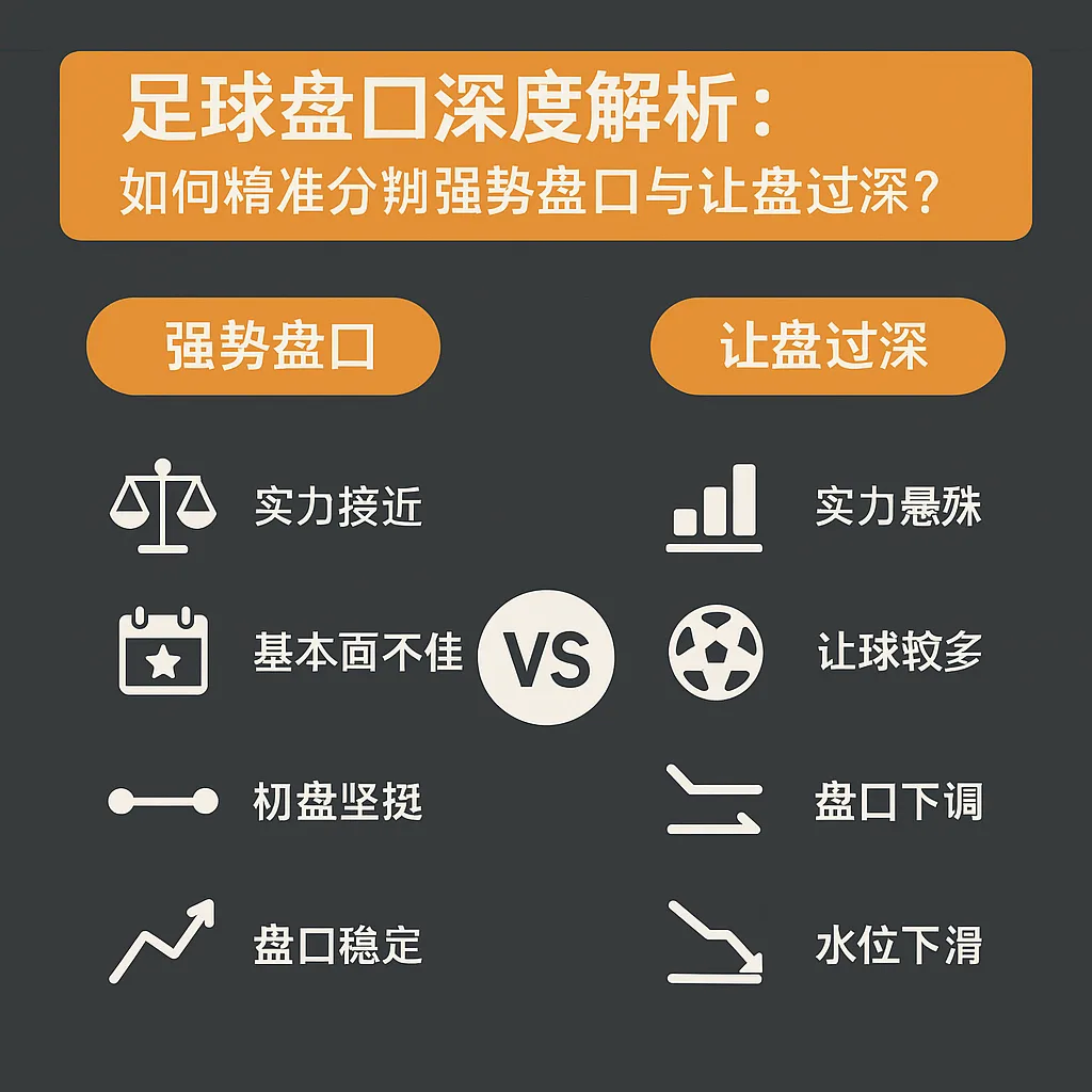 足球盘口深度解析:如何精准分辨强势盘口与让盘过深? 1 足球盘口深度解析:如何精准分辨强势盘口与让盘过深?