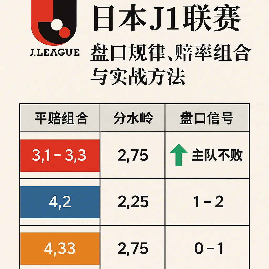 日本J1联赛盘口规律、赔率组合与实战方法全解析
