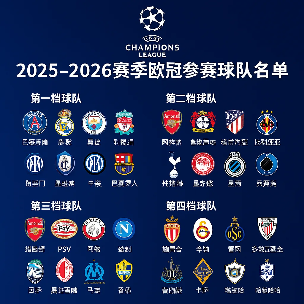 2025-2026赛季欧冠参赛球队完整名单｜36支球队分档出炉