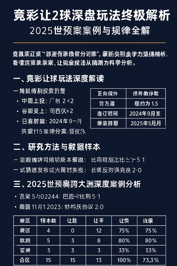 竞彩让2球深盘玩法终极解析：2025世界杯预选赛案例与规律全解