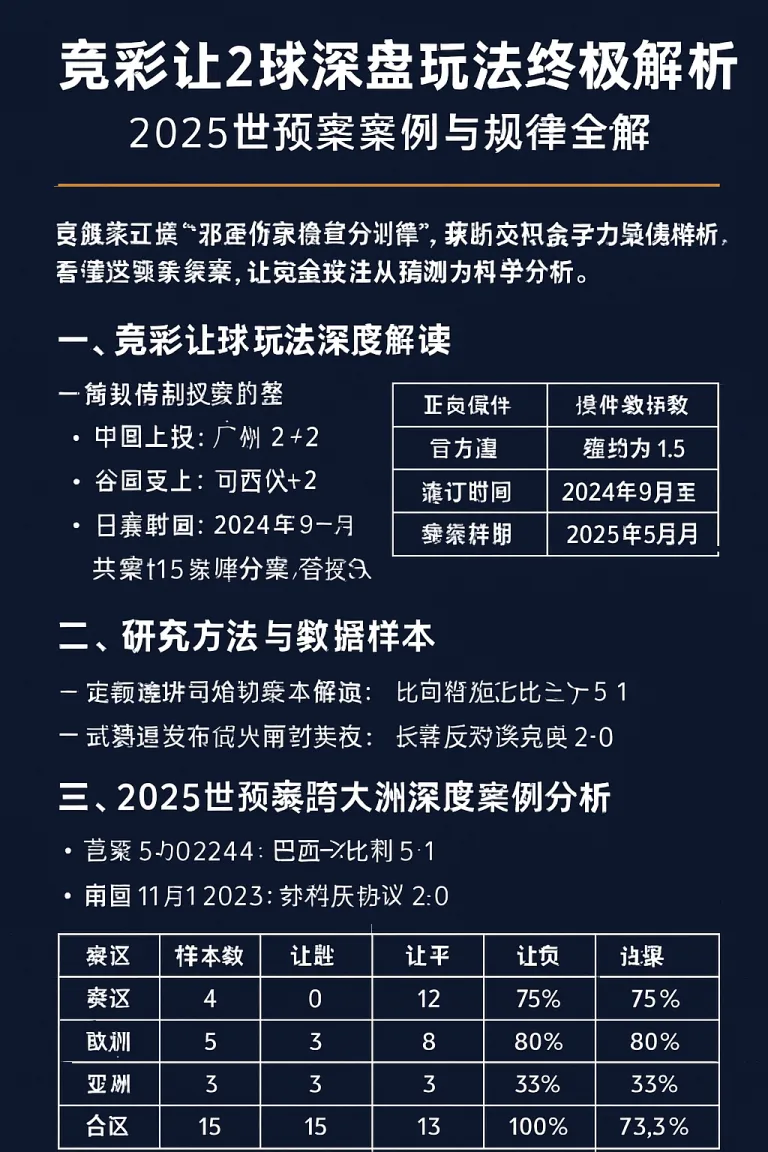 竞彩让2球深盘玩法终极解析：2025世界杯预选赛案例与规律全解