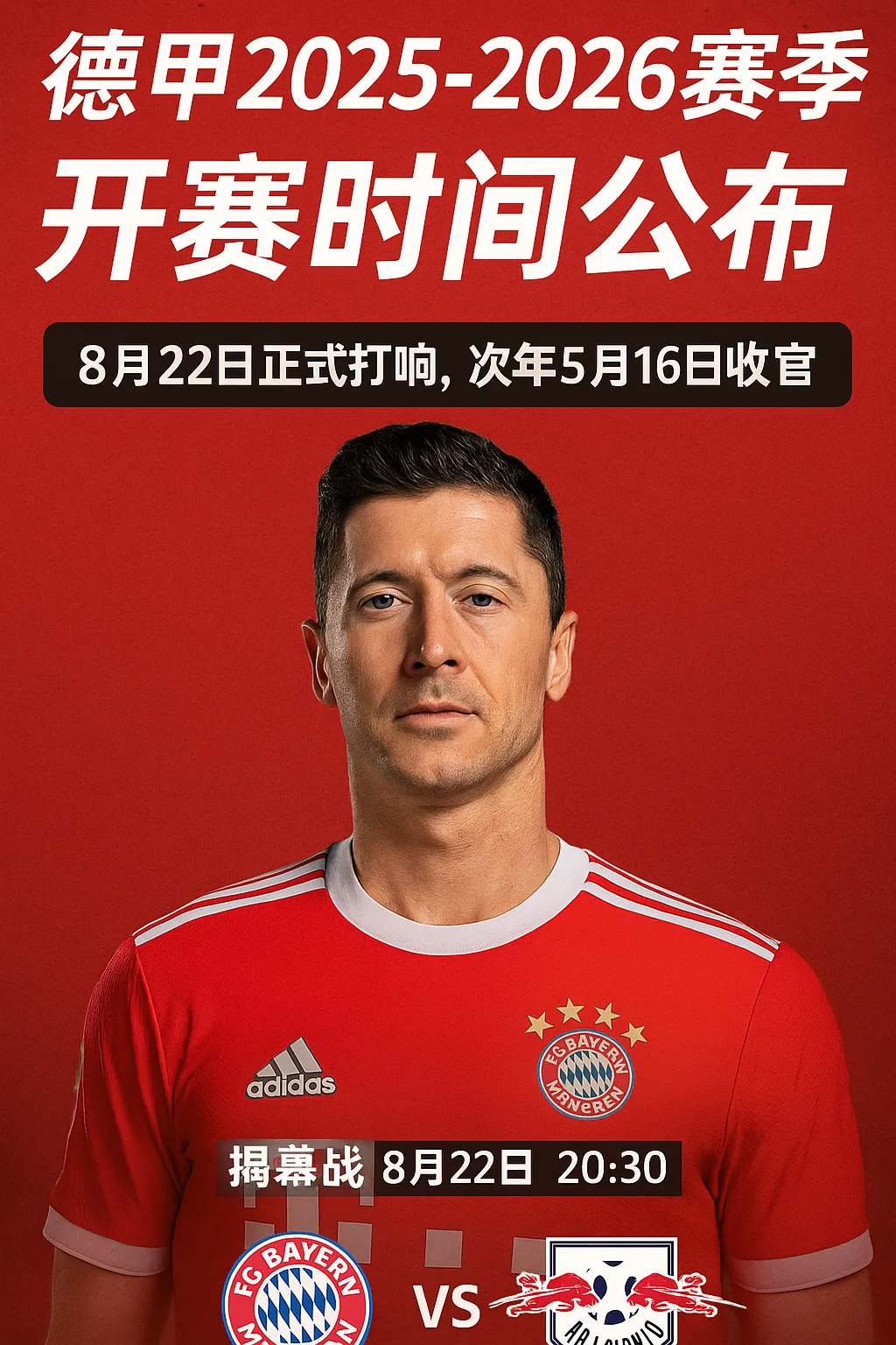 德甲2025-2026赛季开赛时间公布：8月22日正式打响，次年5月16日收官