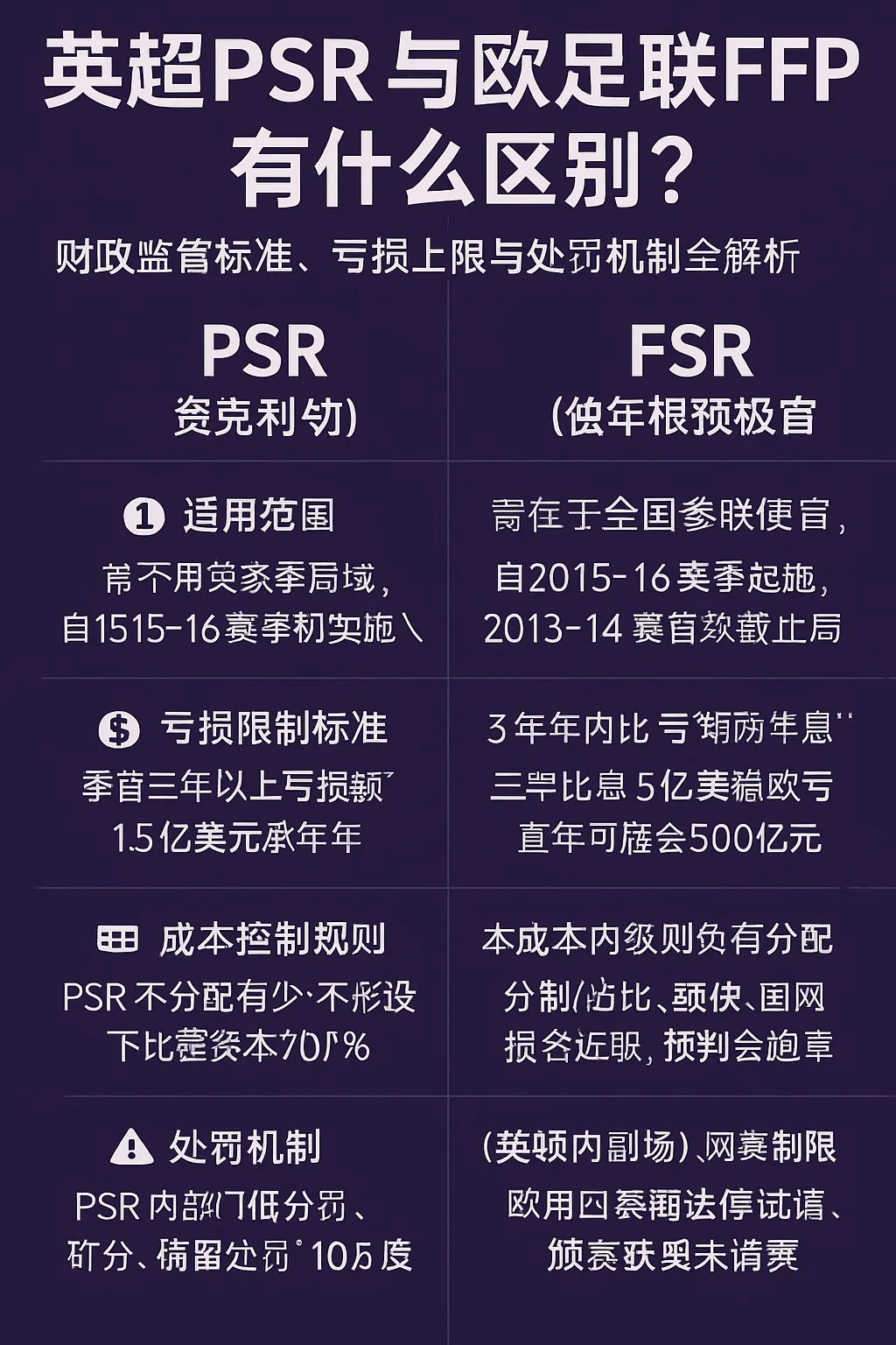 英超PSR与欧足联FFP有什么区别？一文看懂两大财政规则核心差异