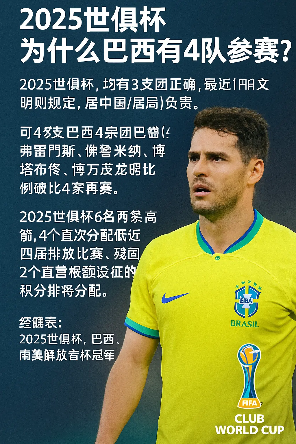 2025世俱杯巴西4队参赛原因详解：南美冠军独占资格，历史罕见盛况