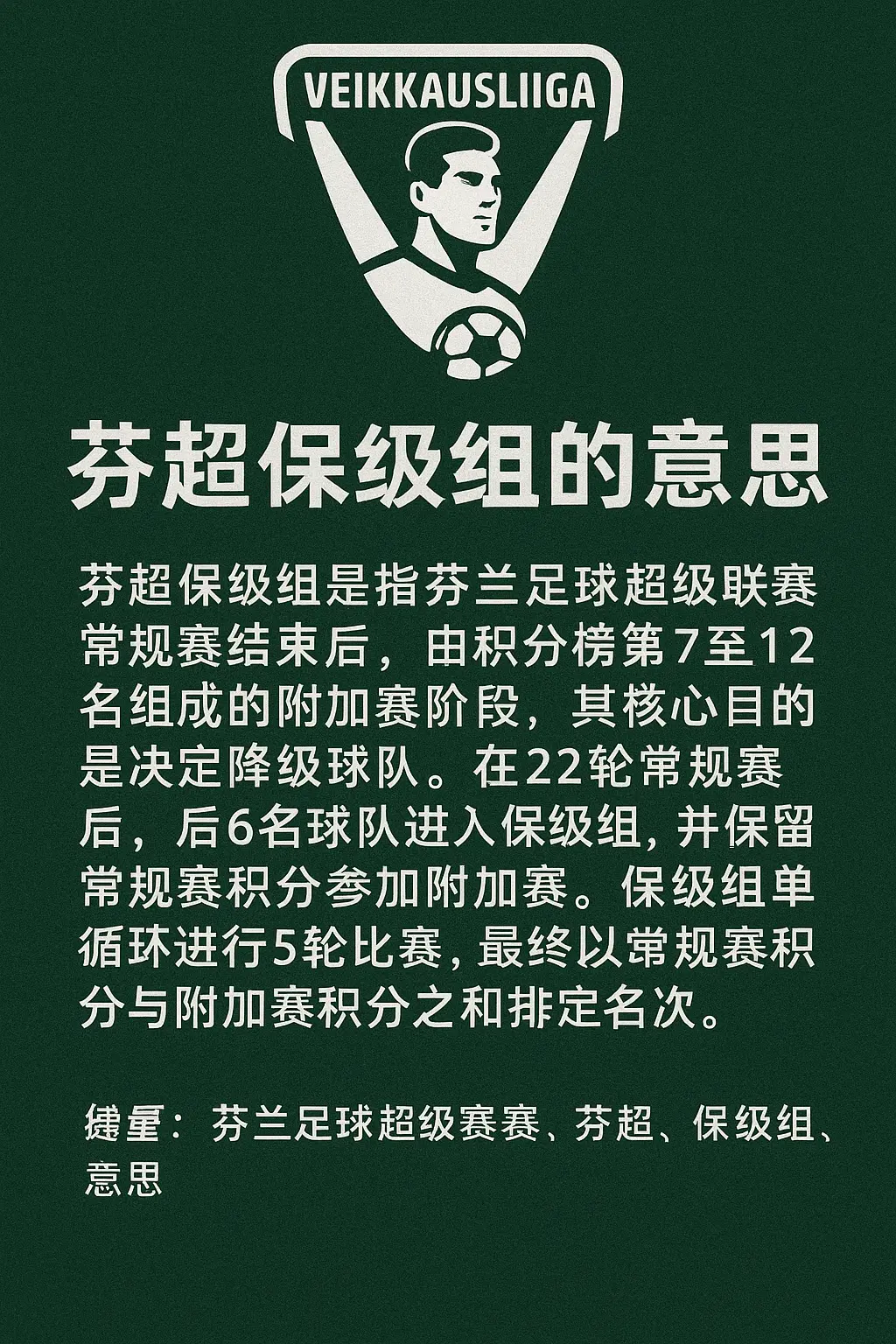 芬超保级组是什么意思？附详细规则解读与赛制说明