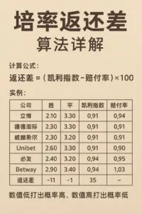 赔率返还差算法详解 从凯利指数到实战案例