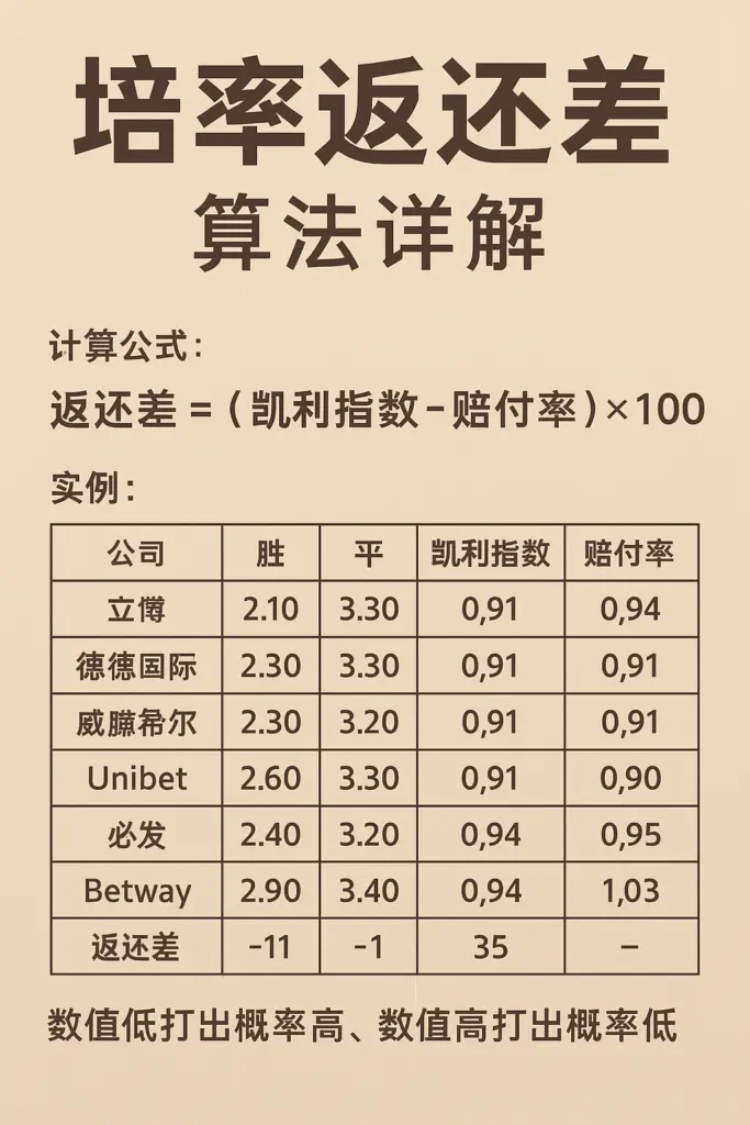 赔率返还差算法详解 从凯利指数到实战案例