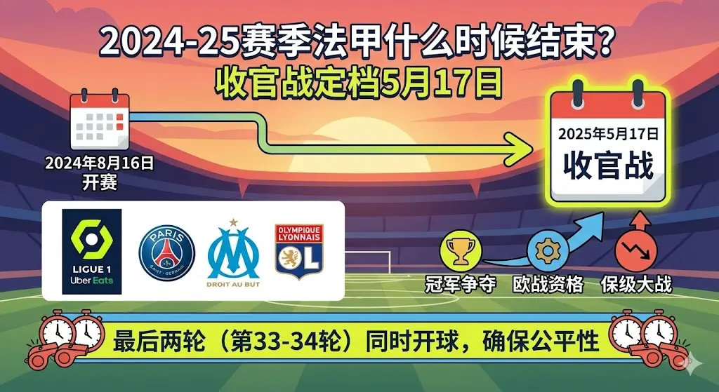 2024-25赛季法甲什么时候结束