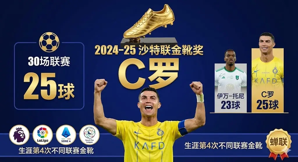 2024-25沙特联金靴奖是谁？C罗蝉联射手王的完整数据解析