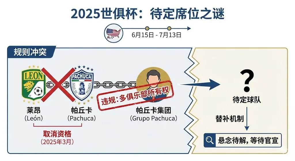 2025世俱杯为何有一支待定球队？莱昂因“关联关系”遭除名，替补席位悬念待解