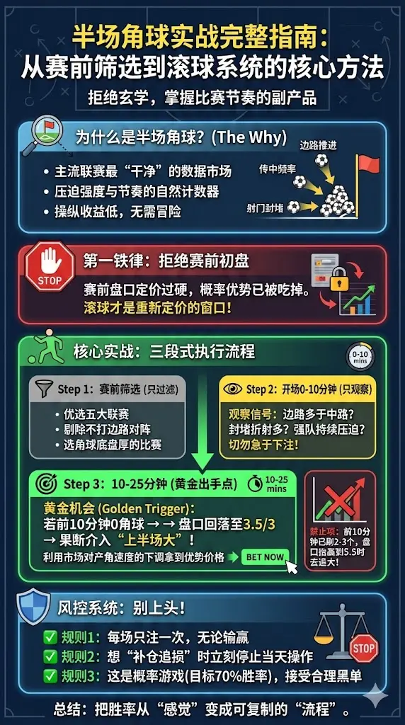 半场角球玩法完整指南：从赛前筛选到滚球实战的系统方法