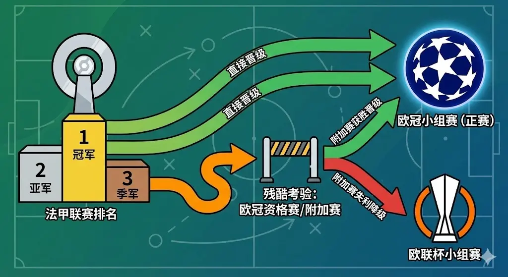 法甲第三名能踢欧冠吗？揭秘法甲欧冠名额分配规则