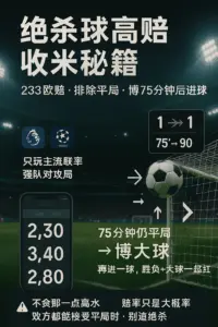 绝杀球高赔收米秘籍:233欧赔结构+临场走势的系统打法