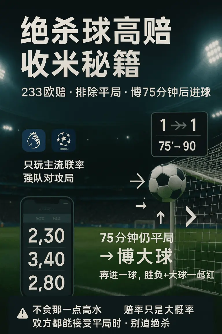 绝杀球高赔收米秘籍:233欧赔结构+临场走势的系统打法