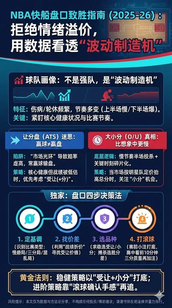 NBA快船投注技巧与盘路深度解析（2025-26最新）：让分盘/大小分/胜分差模型 + 真实比赛复盘