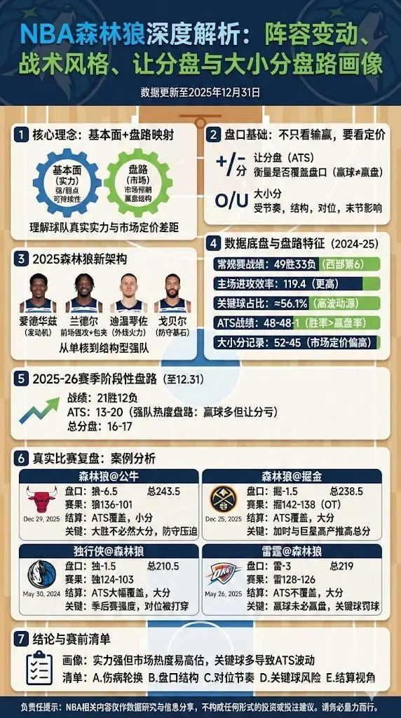 NBA森林狼深度解析：阵容变动、战术风格、让分盘与大小分盘路画像