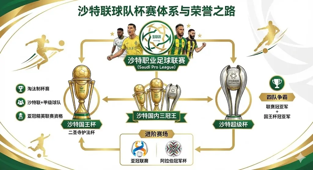 沙特联球队参加哪些杯赛？从国王杯到超级杯，沙特足球赛事体系全解析