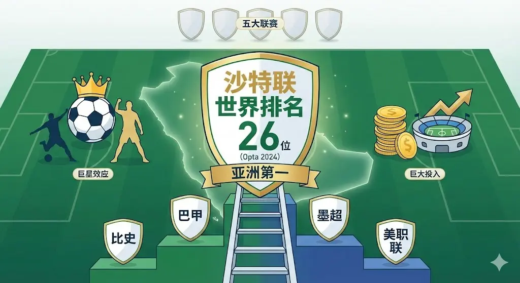 沙特联世界排名第几？2024最新排名第26位，超巴甲成亚洲第一联赛