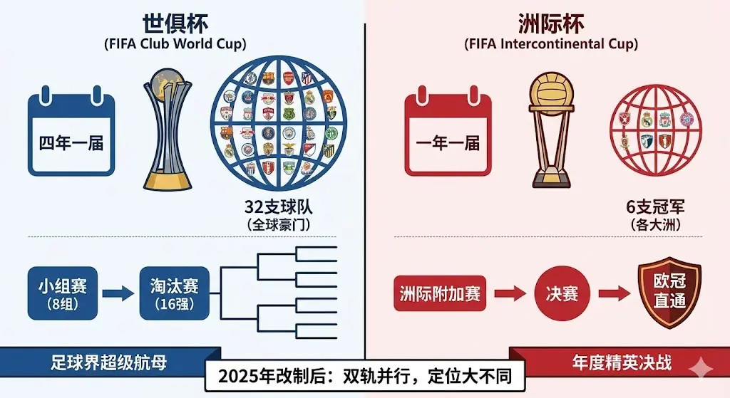 洲际杯和世俱杯一样吗？2025改制后大不同