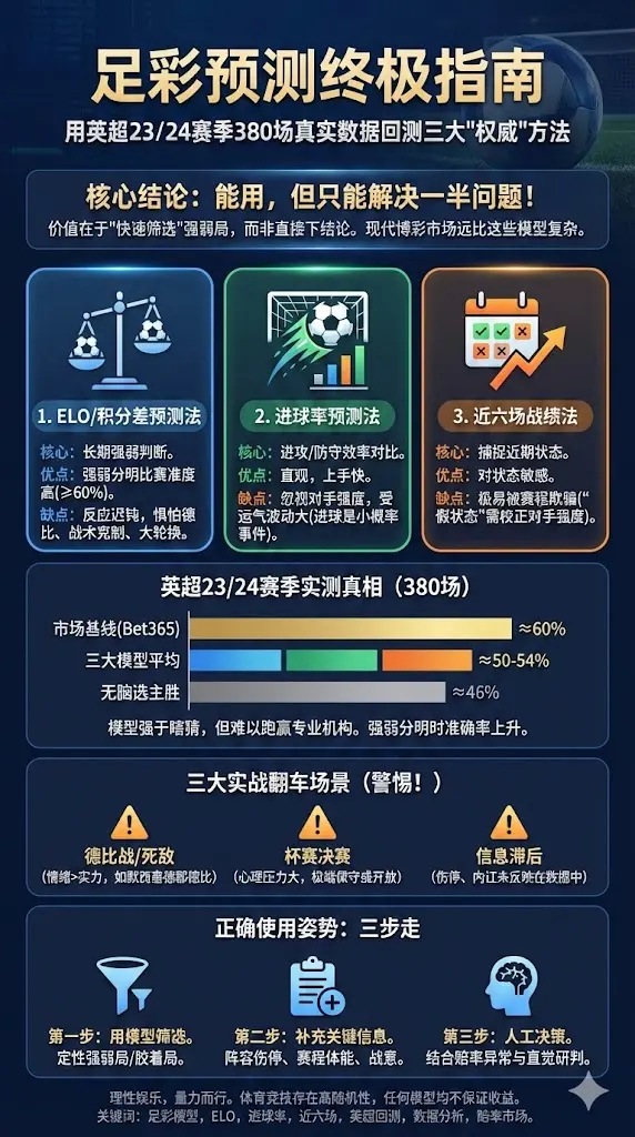 足彩预测模型终极指南：用英超真实数据回测三大"权威"方法