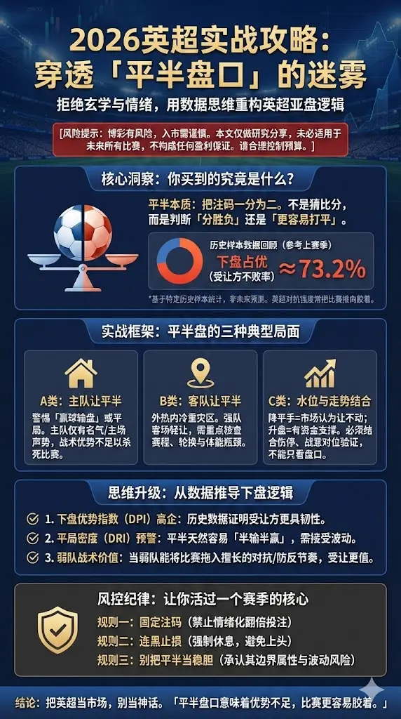 2026英超投注攻略：平半盘口与亚盘水位实战框架