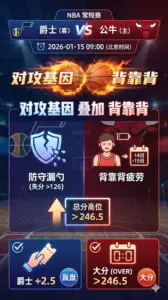 NBA常规赛 爵士VS公牛 对攻基因叠加背靠背 总分高位仍更利大分