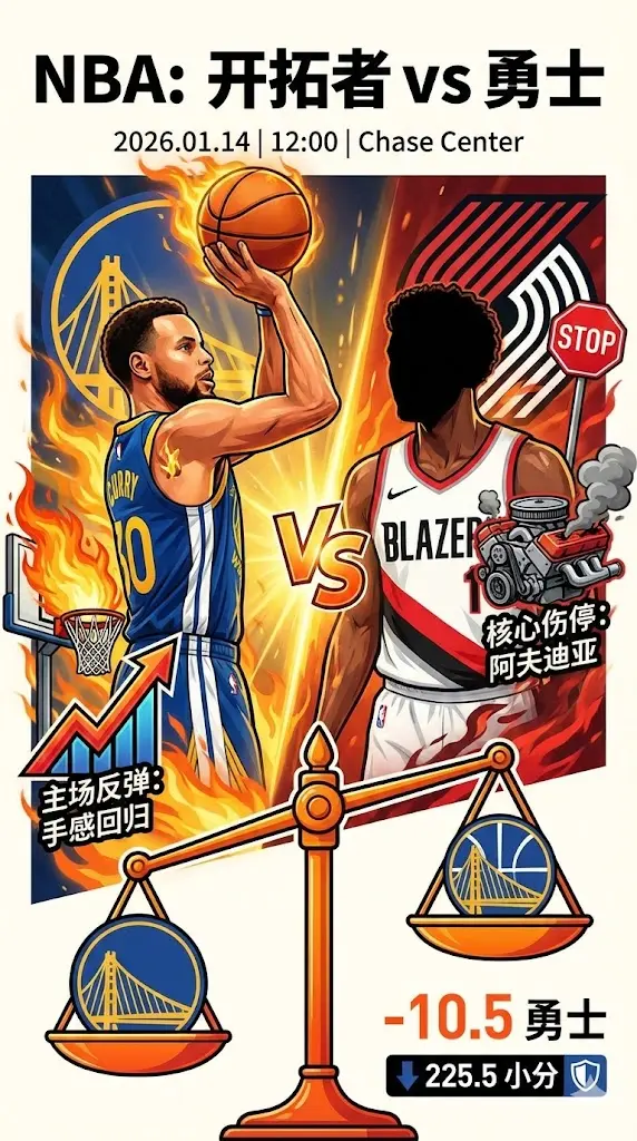 NBA常规赛 开拓者 vs 勇士 - 开拓者核心伤停叠加深盘 勇士主场反弹更像顺势而为