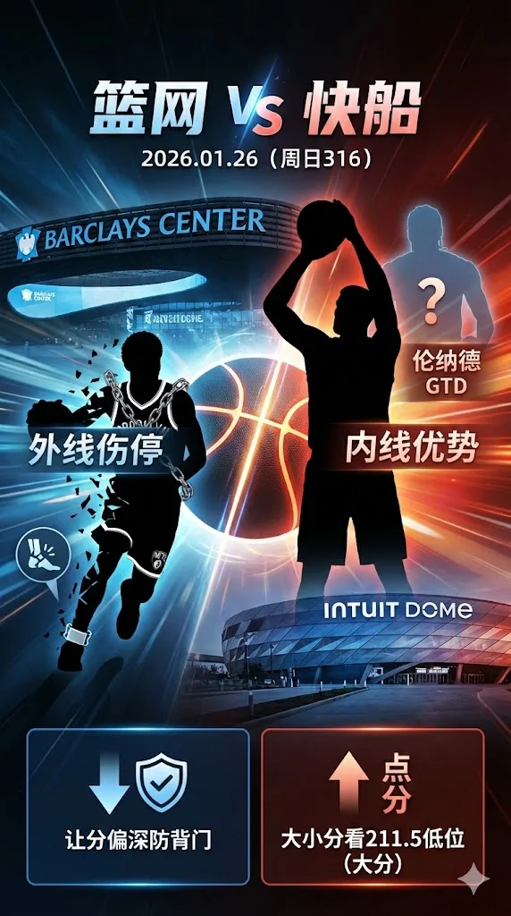 NBA常规赛 篮网VS快船 快船近况更稳内线对位占优，让分偏深需防背门