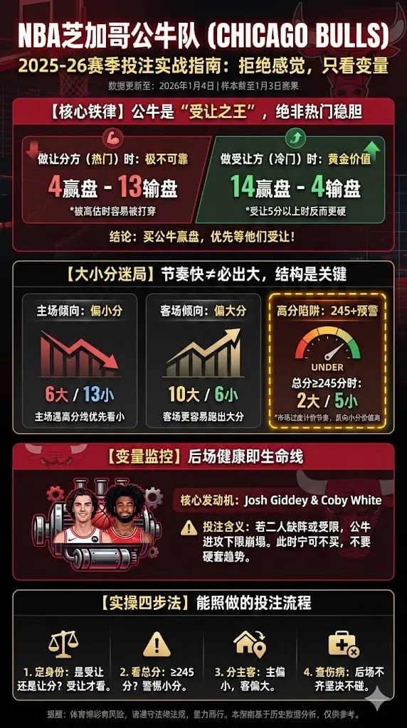 NBA芝加哥公牛队2025-26赛季投注指南：转会阵容、让分盘与大小分数据拆解