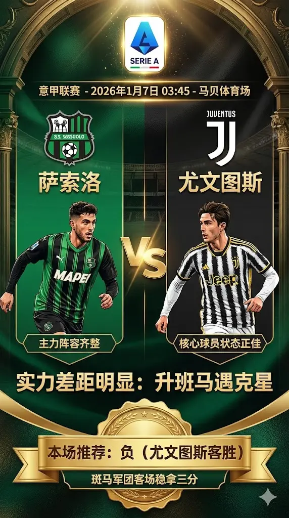 萨索洛 VS 尤文图斯｜升班马遇克星，斑马军团客场稳拿三分