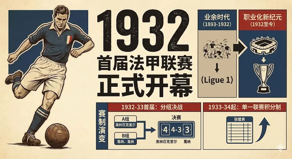 首届法甲联赛是哪一年？1932年开启法国足球职业化新纪元
