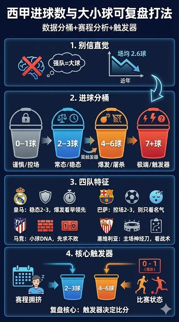 西甲进球数与大小球可复盘打法 皇马巴萨马竞塞维利亚近十年独家分桶数据 热点比赛案例 2026年