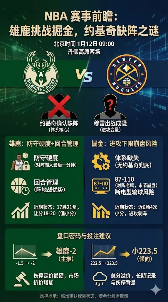 雄鹿客场挑战掘金