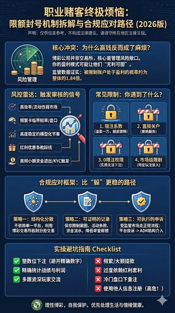 职业赌客/职业彩民的终极烦恼 为什么会被博彩公司限额封号 机制拆解与合规应对路径 2026版
