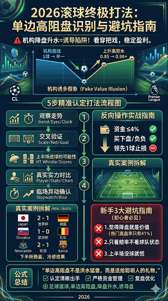 2026单边高阻盘终极识别指南：机构降盘升水就是最大诱导陷阱！真实欧冠英超世界杯案例+5步实操打法