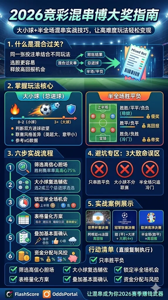 2026竞彩混串博大奖指南：大小球+半全场混串实战技巧，让高难度玩法轻松变现