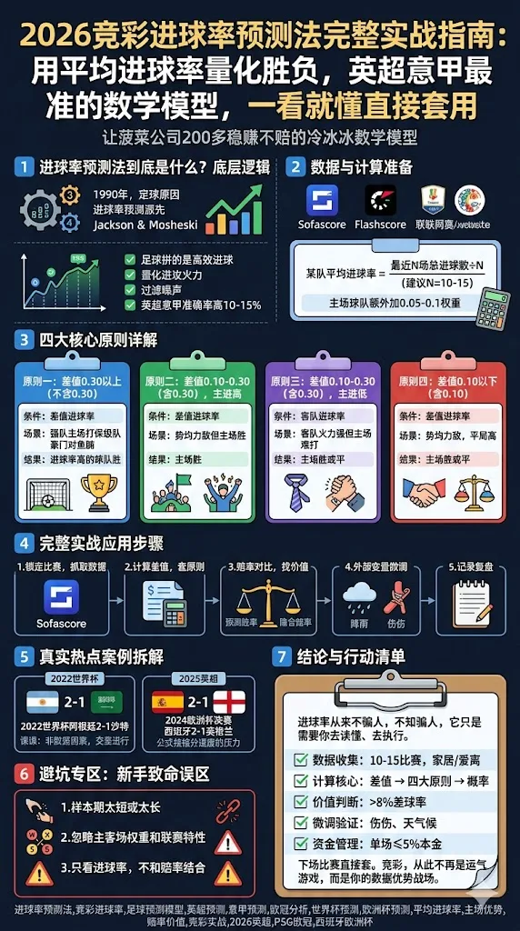 2026竞彩进球率预测法完整实战指南：用平均进球率量化胜负，英超意甲最准的数学模型，一看就懂直接套用