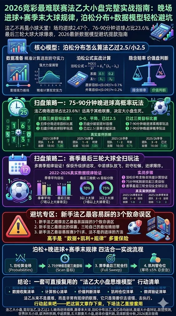 2026竞彩最难联赛法乙大小盘完整实战指南：晚场进球+赛季末大球规律，泊松分布+数据模型轻松避坑