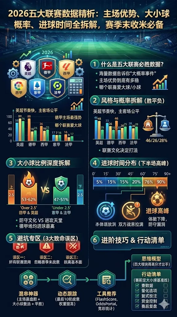 2026五大联赛必胜数据精析：主场优势、大小球概率、进球时间全拆解，赛季末杀庄必备