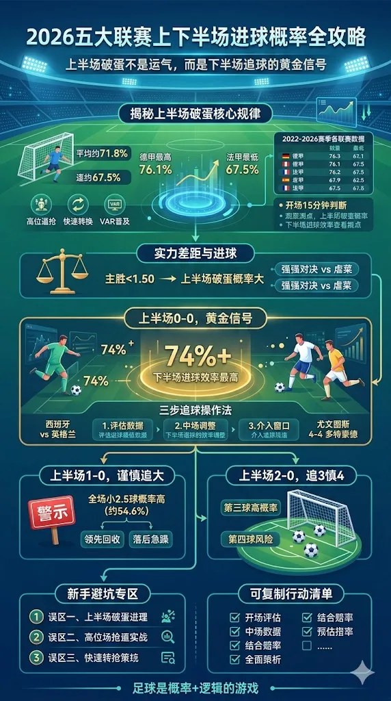 2026五大联赛上下半场进球概率全攻略：上半场破蛋不是运气，而是下半场追球的黄金信号